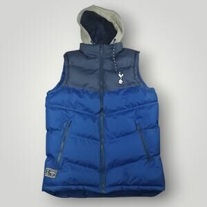 Tottenham Hotspur THFC Vest Mens S Puffer Hooded Oversized Gilet Blokecore Blue